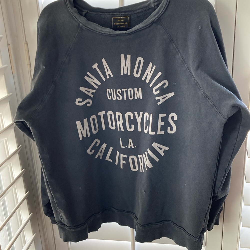 Free People Anthro Original Retrobrand graphic sweatshirt sz L large black faded